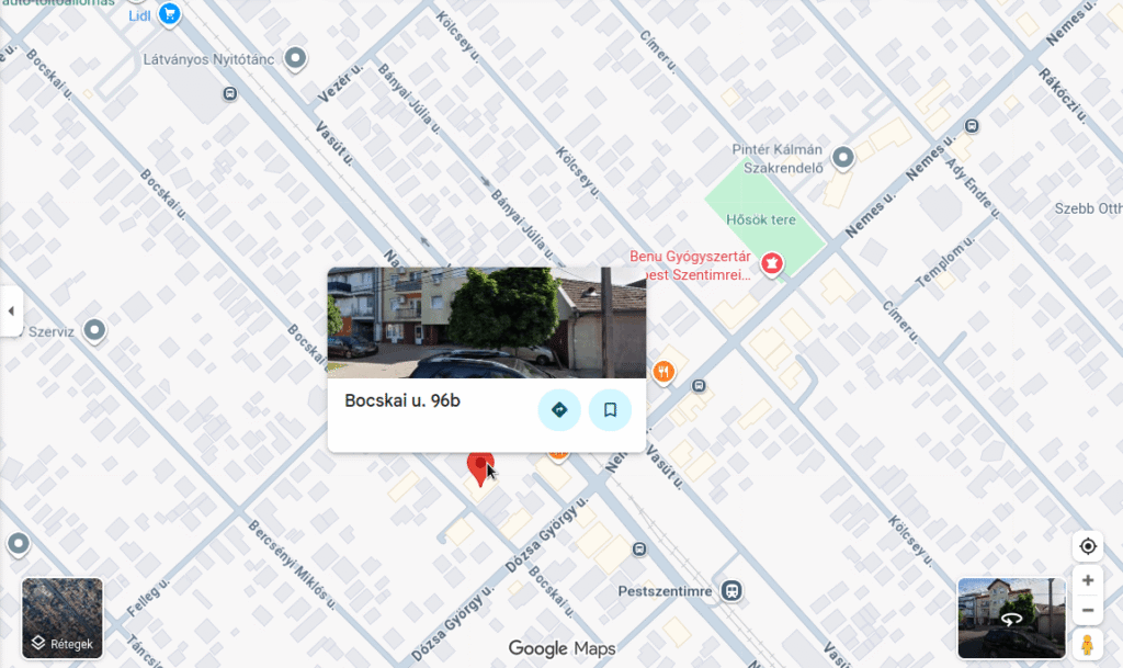 Bocskai utca 96b - térkép részlet